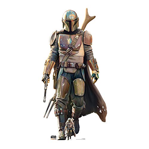 STAR CUTOUTS SC1516 Disney Lifesized Cardboard Cutouts l The Mandalorian Figure l Pack of Two l Collectible Gift l Action Pose to Scale l Star Wars Vintage Party Ideal Height 182cm, Multicolour
