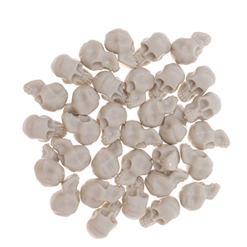 PRETYZOOM 50pcs Mini Plastic Skull Heads Decorations Realistic Skeleton Skulls for Halloween Trick Toy Accessories