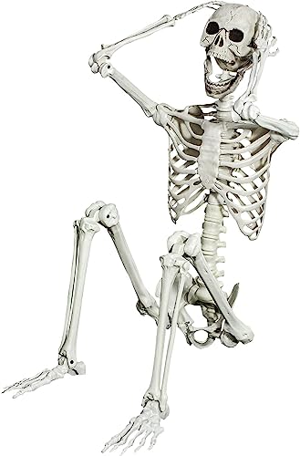 AOFOX 165 cm Halloween Life Size Skeleton Full Body Human Bones with Movable Joints for Party Prop Scary Graveyard Haunted House Lawn Yard Decor (165cm-Updated)