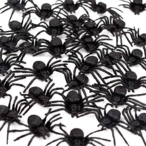 Koogel Black Siders Toys, Prank Realistic Scary Spider, Small Funny Fake Plastic Spider Prank Prop Joke for School Party Gift Friends Birthday
