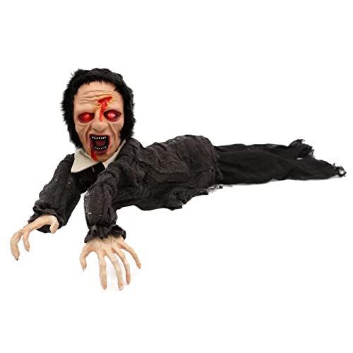 I LOVE FANCY DRESS Animatronic Crawling Zombie Halloween Decoration - Red Light up Eyes & Sound Effects - Wailing Zombie Prop with Motorised Arms - Halloween Props - Pack Of 1