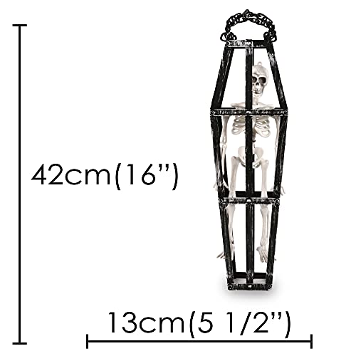 I LOVE FANCY DRESS Hanging Skeleton in Coffin - Full Body Halloween Decoration - 42cm 16 Inch - Creepy - Halloween Props - Pack of 2