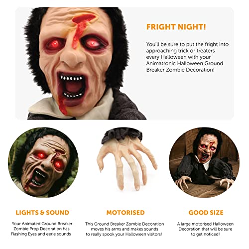 I LOVE FANCY DRESS Animatronic Crawling Zombie Halloween Decoration - Red Light up Eyes & Sound Effects - Wailing Zombie Prop with Motorised Arms - Halloween Props - Pack Of 1