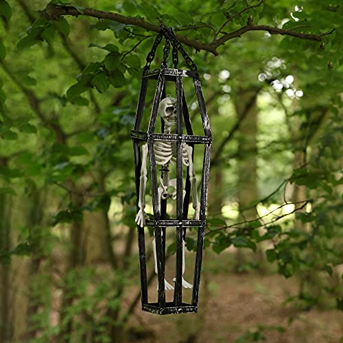 I LOVE FANCY DRESS Hanging Skeleton in Coffin - Full Body Halloween Decoration - 42cm 16 Inch - Creepy - Halloween Props - Pack of 2