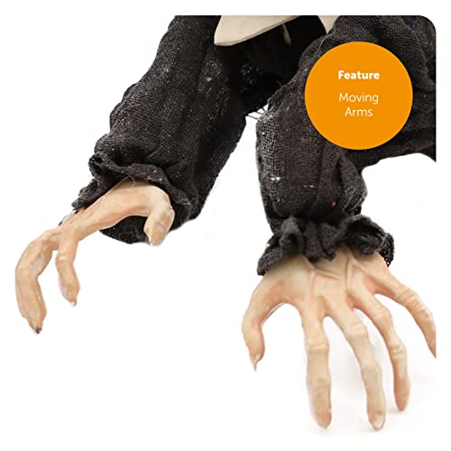 I LOVE FANCY DRESS Animatronic Crawling Zombie Halloween Decoration - Red Light up Eyes & Sound Effects - Wailing Zombie Prop with Motorised Arms - Halloween Props - Pack Of 1