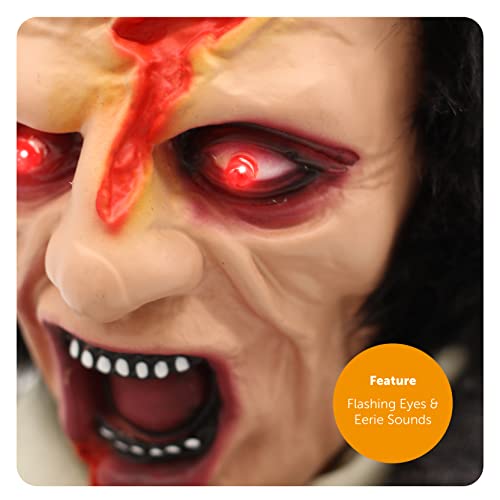 I LOVE FANCY DRESS Animatronic Crawling Zombie Halloween Decoration - Red Light up Eyes & Sound Effects - Wailing Zombie Prop with Motorised Arms - Halloween Props - Pack Of 1