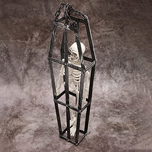 I LOVE FANCY DRESS Hanging Skeleton in Coffin - Full Body Halloween Decoration - 42cm 16 Inch - Creepy - Halloween Props - Pack of 2