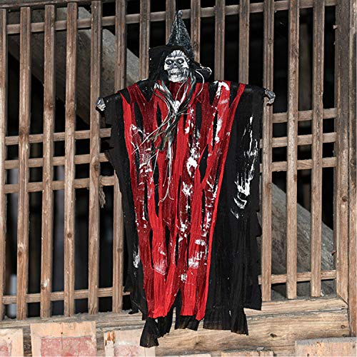 IPENNY Hanging Animated Skeleton Screaming Ghost Halloween Decoration Props for Haunted House Bar Restaurant KTV Décor Horror Pumpkin Skull hanging ghost pendant