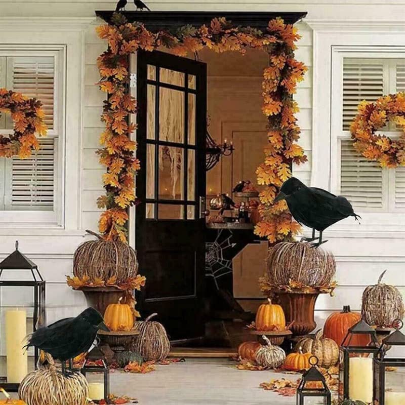 6PCS Black Lifesize Raven Movie Prop Fake Crow Halloween Hunting Decor Birds