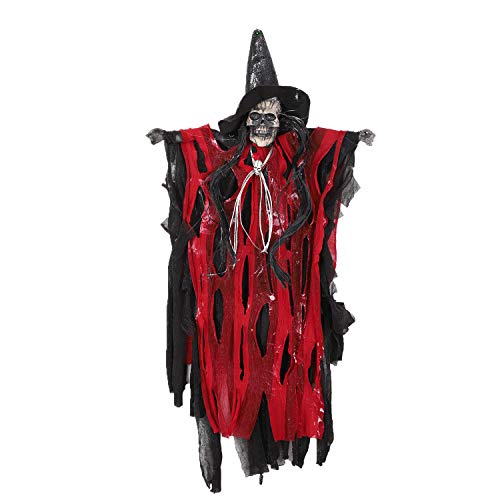 IPENNY Hanging Animated Skeleton Screaming Ghost Halloween Decoration Props for Haunted House Bar Restaurant KTV Décor Horror Pumpkin Skull hanging ghost pendant