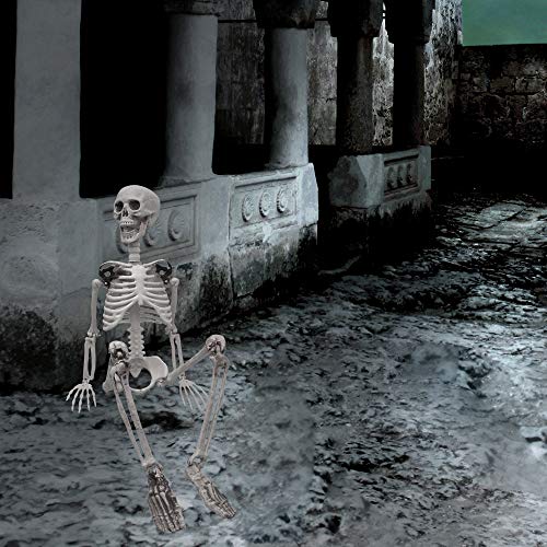 XONOR 90cm Posable Halloween Full Body Skeleton Props Realistic Human Bones with Movable Joints for Halloween Party Decoration