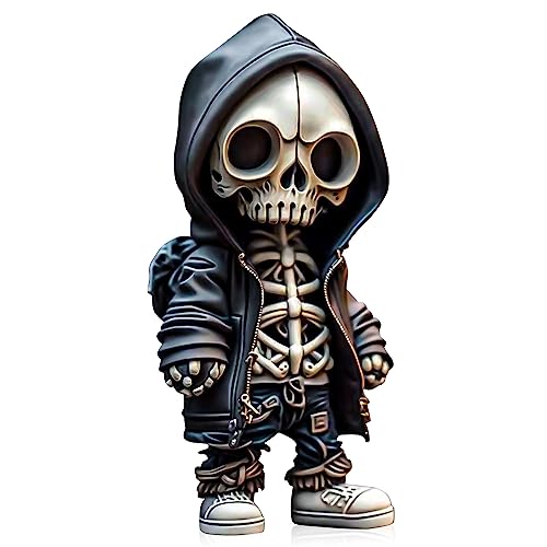 CJBIN Cool Skeleton Figurines, Lifelike Skull Figurines, Collectible Statue Skeleton Memorial, Skull Gothic Desktop Ornaments, for Home Party Desk Decor, Halloween Decoration