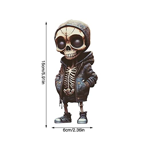 KUWUNG Cool Skeleton Figurines, Resin Crafts Cute Statue Skeleton Memorial, Small Gothic Skull Sculpture, Skeleton Halloween Decoration, for Halloween Home Desk Decorations (B)