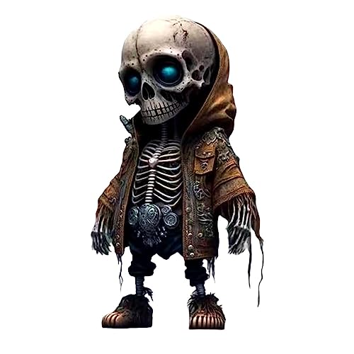 Foreverup Cool Skeleton Figurines, 2023 New Resin Crafts Statue Skeleton Halloween Ornaments Decoration, Gothic Home Decor Skull Resin Memorial Skeleton Statue for Home Office Desk (Skeleton-A)