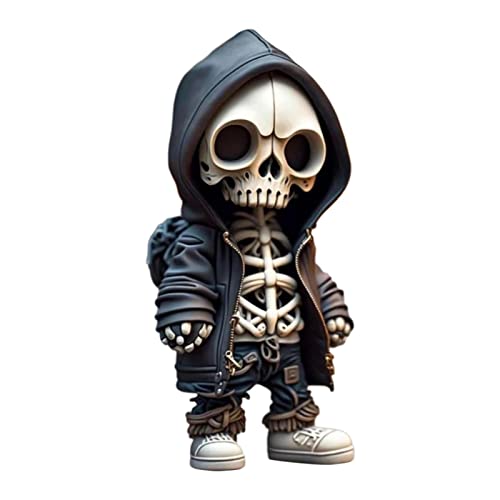 Tedious Cool Skeleton Figurines | 2023 New Resin Crafts Cute Statue Skeleton Memorial | Collectible Gothic Skull Sculpture Halloween Decoration for Home Desk Decor
