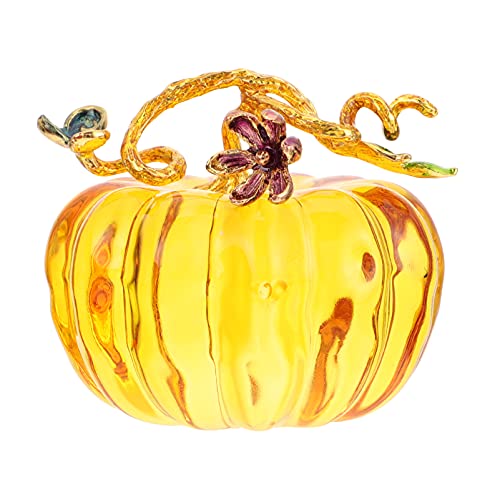 NUOBESTY Hand Blown Pumpkin Decorative Glass Pumpkin Figurine Pumpkin Ornament Tabletop Decoration for Fall Harvest Thanksgiving Halloween Home Decoration