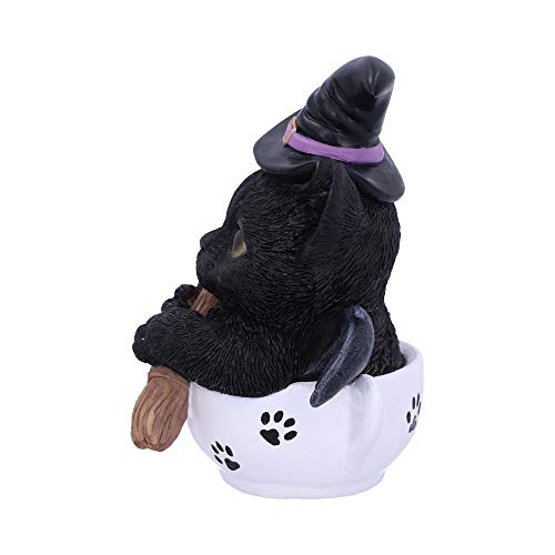 Nemesis Now Kit Novelty Tea Cup Witch Cat Figurine, Polyresin, Black