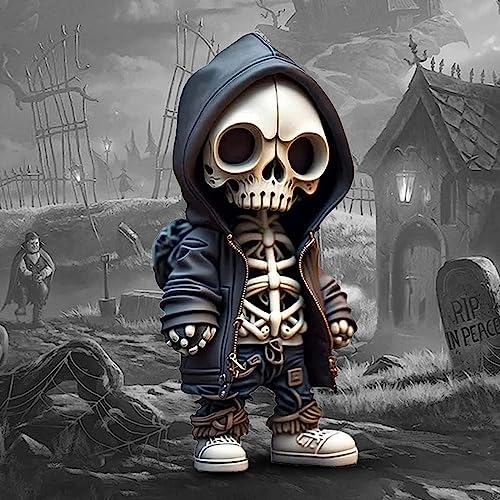 Winnsell Cool Skeleton Figurines, Halloween Decor,Skull Sculpture Resin Crafts Ornament Cute Statue Skeleton, Halloween Skeleton Doll Home Office Desk Decor