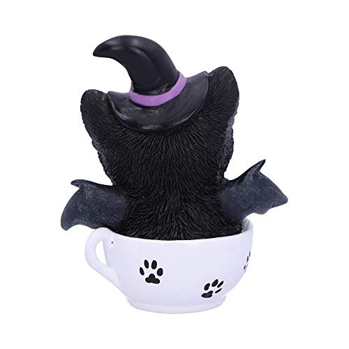 Nemesis Now Kit Novelty Tea Cup Witch Cat Figurine, Polyresin, Black