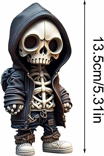 Winnsell Cool Skeleton Figurines, Halloween Decor,Skull Sculpture Resin Crafts Ornament Cute Statue Skeleton, Halloween Skeleton Doll Home Office Desk Decor