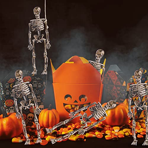 Halloween Mini Skeleton Decorations Full Body, 8 Packs Hanging Skeleton Decorations, Halloween Skeleton Ornaments, Realistic Miniature Halloween Skeleton Figurines, Halloween Party Decor (6 Inches)