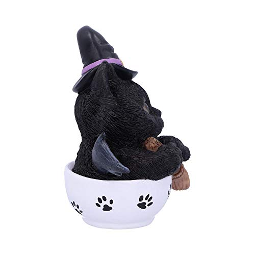 Nemesis Now Kit Novelty Tea Cup Witch Cat Figurine, Polyresin, Black