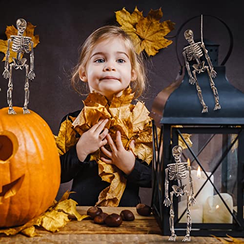 Halloween Mini Skeleton Decorations Full Body, 8 Packs Hanging Skeleton Decorations, Halloween Skeleton Ornaments, Realistic Miniature Halloween Skeleton Figurines, Halloween Party Decor (6 Inches)