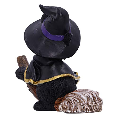 Nemesis Now Tabitha Small Witches Familiar Black Cat and Broomstick Figurine, 11cm