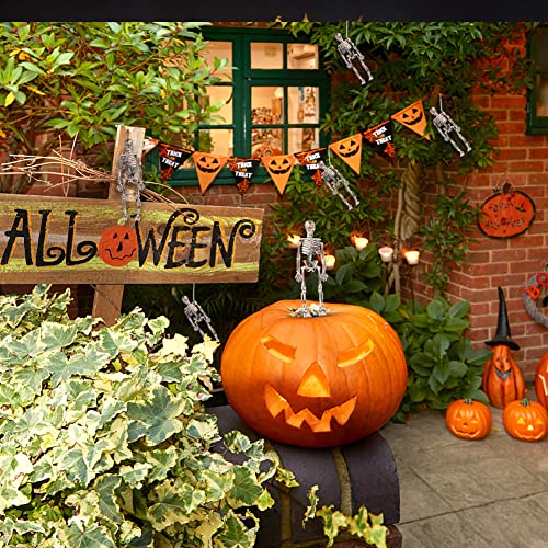 Halloween Mini Skeleton Decorations Full Body, 8 Packs Hanging Skeleton Decorations, Halloween Skeleton Ornaments, Realistic Miniature Halloween Skeleton Figurines, Halloween Party Decor (6 Inches)