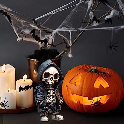 Winnsell Cool Skeleton Figurines, Halloween Decor,Skull Sculpture Resin Crafts Ornament Cute Statue Skeleton, Halloween Skeleton Doll Home Office Desk Decor