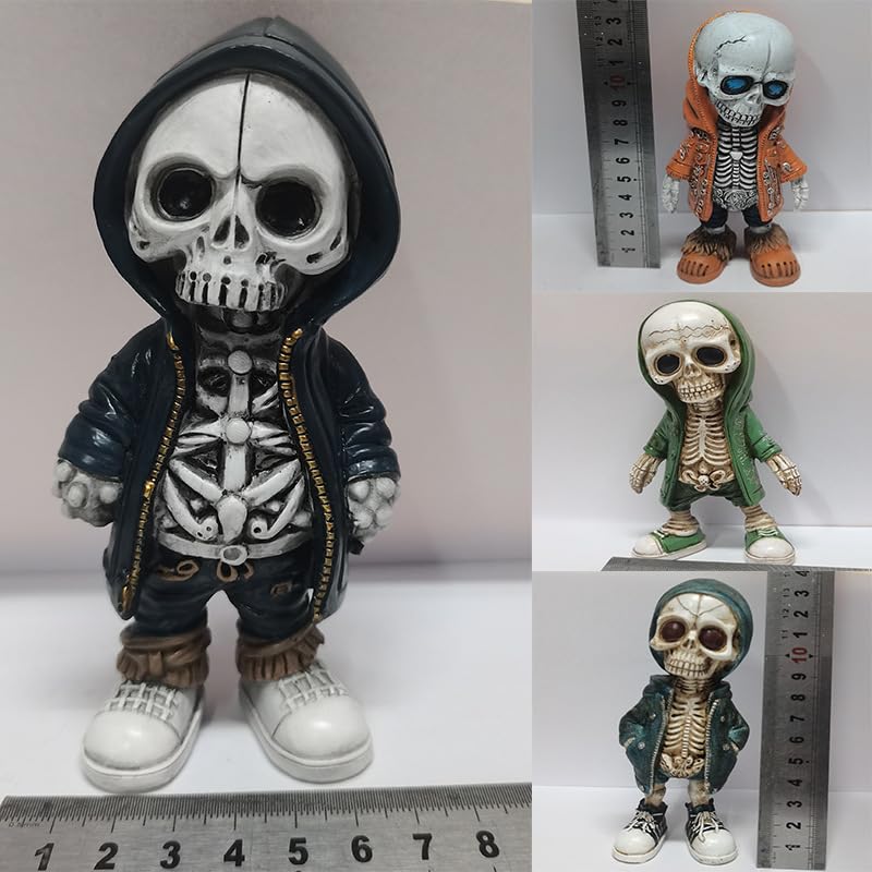 Winnsell Cool Skeleton Figurines, Halloween Decor,Skull Sculpture Resin Crafts Ornament Cute Statue Skeleton, Halloween Skeleton Doll Home Office Desk Decor