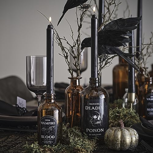 Ginger Ray Halloween Holders & White Dinner Candles with Black Bats Tabletop Decoration 2 Pack