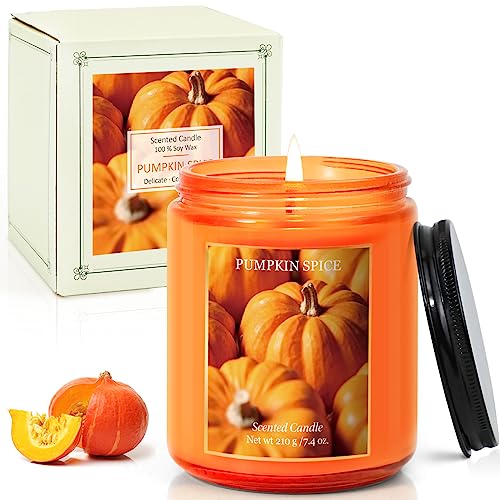 Scented Candle, Relaxing Aromatherapy Candle, Soy Wax, Large Jar Scented Candle, Halloween Decorations, Luxury Candle Gift for Women, Christmas, Halloween, Harvest - Pumpkin Spice
