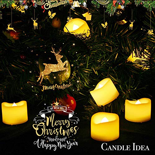 24 PCS LED Flameless Flickering Tea Lights Votive Candle Battery Operated/Electric Flicker LED Tealight Bulk Fake Candles for Halloween Christmas Wedding Party Decorations etc.(Warm White)