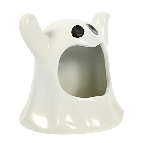 Amosfun Halloween Candle Holder Ghost Shape Votive Candle Holder Ceramic Tealight Holders for Halloween Table Centerpieces Decorations White