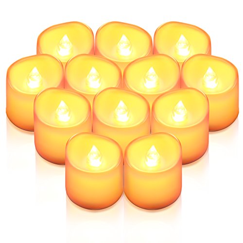 Criacr LED Candles Tea Lights, 12 Pack Flameless Flickering LED Tea Lights, Warm White Realistic Battery Operated Candle Lights, for Wedding, Birthday, Festivals, Halloween, Christmas Decoration