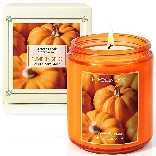 Pumpkin Spice Scented Candle, Autumn Soy Wax Candle, Fall Halloween Candle Gift Set, Aromatherapy Candle Gifts for Women