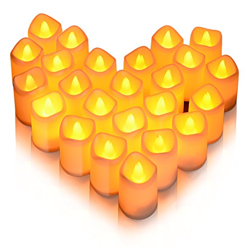 LED Candles, Tea Lights Litake 24 Flickering Flameless Candles Realistic Warm White Battery Powered Electric Fake Light for Weddings, Birthday, Festivals, Halloween, Home, Dinner, Party, Decoration