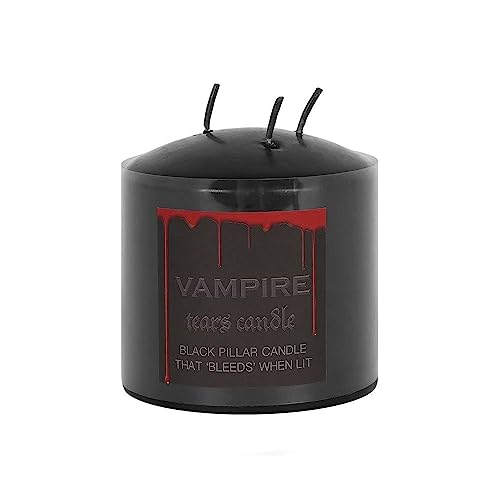 RJX Vampire Pillar Candle - Tear Bleeding Candle -Black Halloween Candle- 3 Wicks Paraffin Wax Candle- Unscented Smokeless Cylindrical Candle for Spooky Décor, Gothic Rituals, Horror Party Decoration