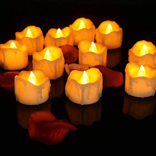 LED Candle Lights,12-Pack Realistic Flickering Flameless Candles Warm Yellow Battery Operated LED Tea Lights with Dancing Flame for Birthday,Festivals,Halloween,Home,Dinner,Christmas