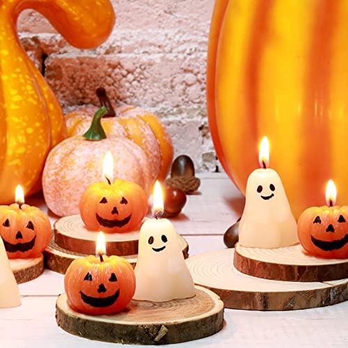 12 Pcs Halloween Ghost Pumpkin Candle Fun Face Black Cat Witch Scented Shaped Candles Thanksgiving Halloween Candle Handmade Wax Fall Candles and Pumpkin Decor for Home (Ghost, Pumpkin)