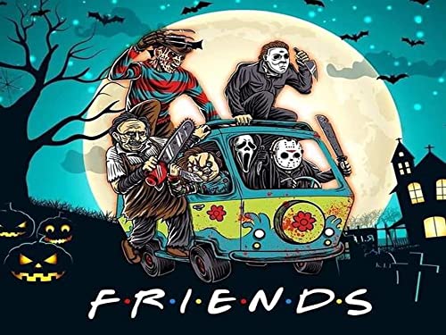 Halloween Diamond Painting Kits for Adults 5D Horror Movie Characters Diamond Art Diamond Dots Paint with Diamonds Gem Art for Home Wall Decor Inch12x16