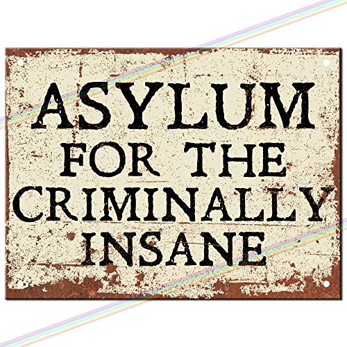 Metal Signs - Asylum Criminally Insane Logo Metal Signs Peaky Blinders . Fathers day Man Cave Tin Metal Sign Hanging Wall Plaque Kitchen Shed Garage. Small (15cm x 10cm)