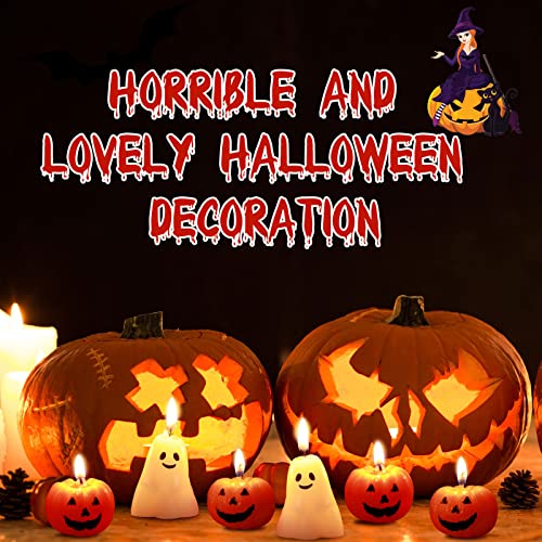 12 Pcs Halloween Ghost Pumpkin Candle Fun Face Black Cat Witch Scented Shaped Candles Thanksgiving Halloween Candle Handmade Wax Fall Candles and Pumpkin Decor for Home (Ghost, Pumpkin)
