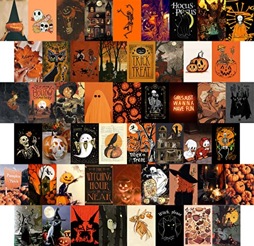 EDUS Halloween Wall Decor, Halloween Posters Wall Art Decor, 54pcs (4x6 inch), Aesthetic Halloween Pictures Wall Decor for Teen Girls, Halloween Collage Kit, Witchy Room Decor