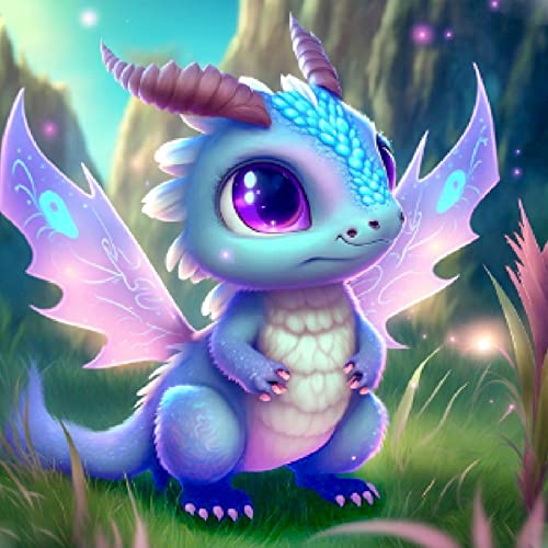 5D DIY Diamond Painting Kits for Adults Kids,Baby Dragon Full Drill Round Rhinestone Diamond Painting,30x30cm,Diamond Art Craft for Home Wall Decor,Gift for Family Friends