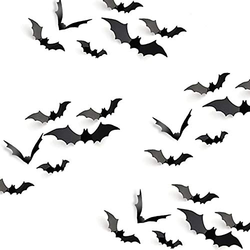 KUUQA Halloween Party Decoration Decal Wall Sticker DIY PVC 3D Decorative Bats 24 Pieces