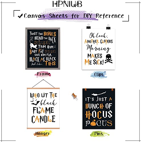 HPNIUB Halloween Art Prints,Halloween Decoration,Halloween Quotes Wall Art Set of 4 (8”X10”,Frameless),Halloween Canvas Poster for Living Room,Ghost Skull Pumpkin Picutres for Bedroom Nursery Party