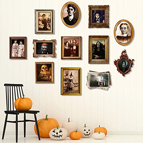 Outus 12 Pieces Haunted Pictures Gothic Mansion Portraits Horror Pictures Halloween Decorations Halloween Party Decorations Supplies (Frame Not Included)