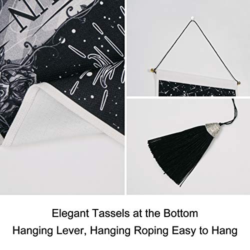 Yugarlibi Set of 2 Gothic Small Tapestries with Tassels, Gothic Home Decor Skeleton Sun Moon Wall Hanging, Black White Wall Art Tapestry for Bedroom Aesthetic Halloween, 35x50 cm